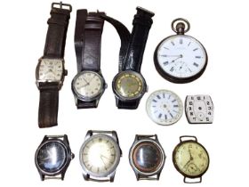 Group of vintage wristwatches and a silver cased Waltham pocket watch