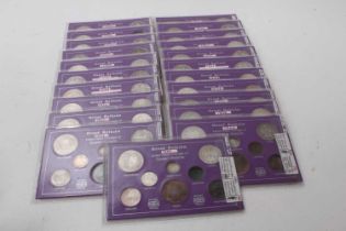 G.B. - Victorian coin year sets, mostly complete, for the period 1880-1901 inclusive, to include sil