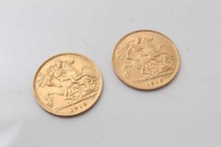 G.B. - Gold Half Sovereigns George V 1913 x 2 VF-GVF (2 coins)