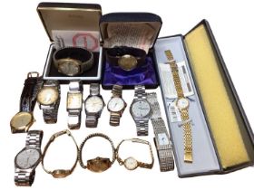 Group of vintage wristwatches including Accurist, Seiko, Timex, Oris, Sekonda, Vixa Pinnacle etc