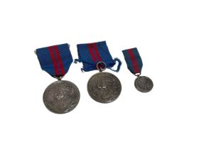 Two George V 1911 Coronation medals, together with a miniature (3).