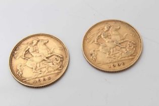 G.B. - Gold Half Sovereigns Edward VII 1905 F & 1906 F (2 coins)