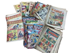 Box of comics to include Beano, The Naval Cataways Lion, Fantastic, Terrific and others