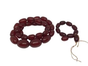 1920s simulated cherry amber graduated bead necklace