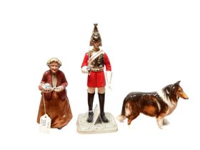 Royal Doulton Iconic London figure - Lifeguard HN5364, together with a Royal Doulton dog, and anothe