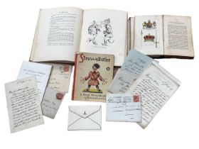 Box of interesting Victorian and later handwritten correspondence, mourning stationary, cuttings and