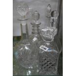 Five assorted glass decanters including Dartington, etc. - sold with a glass carafe
