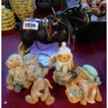 A small quantity of ceramic and resin figurines, including a horse, cherished Teddies and Clico