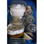 A crate containing a quantity of assorted ceramic and glass items including Royal Worcester Evesham,