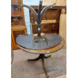 A 1.95m 19th Century mahogany twin pedestal extending dining table with single leaf and table clips,