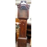An antique mahogany longcase clock case and hood