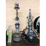 Two vintage glass shisha pipes - sold with a quantity of flavoured tobacco