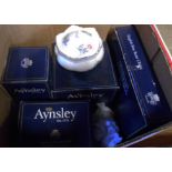 A box containing a quantity of Aynsley bone china items including candlestick, bud vase, etc. - some