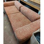 A 2.65m 1970's three seater settee with low back and classical machine tapestry upholstery