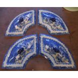 A set of four early 19th Century pearlware tureen lids with blue and white willow pattern transfer