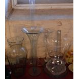 Seven large modern glass vases of various form and size - sold with a bowl