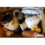 Two boxes containing a quantity of assorted ceramic and glass items including Bay pottery, West