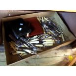 A box containing a large quantity of assorted cased and loose silver plated and other cutlery