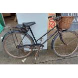 A Robin Hood lady's bicycle with three speed Sturmey Archer gears, front wicker basket and rear