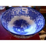 A George Jones Abby Ware fruit bowl with blue and white transfer printed decoration - a/f