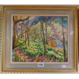 Mary Martin: a framed oil on board entitled 'Daffodils and Pussy-Willow' - signed
