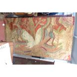 A 1930's Art Deco hand made pulled wool rug with squirrel in a tree decoration - mounted on a wooden