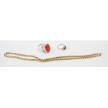 An import marked 375 (9ct.) gold rope-twist neck chain - sold with a 375 (9ct.) gold garnet