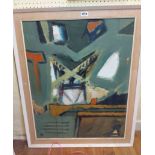 AW: a vintage framed oil on board abstract painting - signed