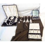 A canteen board with silver plated cutlery - sold with three cased sets of silver plated cutlery