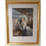 George Baxter: a framed 19th Century coloured print entitled 'The Lovers Letter Box' with embossed