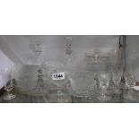 A quantity of glassware including decanters, biscuit barrel, drinking glasses, etc.