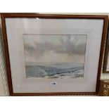 Mark Gibbons: a framed watercolour moorland view entitled 'First Snow near Yar Tor' - signed
