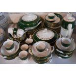 A quantity of Spode tea and dinner ware in the Green Velvet pattern including vegetable tureens,