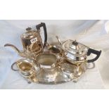 A quantity of silver plated tea and coffee ware, set on an ovel tray - various age and design