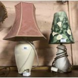 Two ceramic table lamps with shades