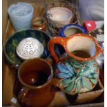 A box containing a quantity of assorted ceramic, glass and other collectable items including jugs,