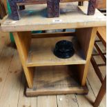 A waxed pine two open shelf bedside unit