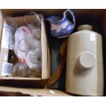 A box containing a small quantity of ceramic and glass items comprising Spode Italian jug, stoneware
