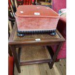 An early 20th Century footstool with reupholstered top and replacement base board - sold with a