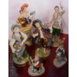 Six early 20th Century German porcelain figurines of various maker and style