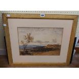 A gilt framed vintage watercolour, depicting a rural landscape - sold with a watercolour interior