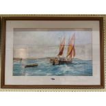 †John Chancellor: a framed coloured maritime print entitled 'Coasting', depicting the sailing