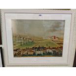 Edward Hicks: a painted framed large format late state primitive American coloured print entitled '