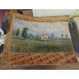 A selection of unframed antique watercolours and other paintings including landscapes and