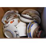 A box containing a quantity of assorted ceramic items including Japanese Imari plate, Alfred