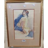 A gilt framed watercolour nude female study - signed and dated '94