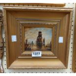†J. Hedges: a small gilt framed oil on board entitled 'All at Sea' - signed and inscribed verso,