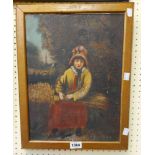M. Vanscolina: a gilt framed 19th Century oil on canvas entitled 'The Gleaner' - inscribed verso and