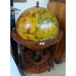 A 20th Century Zoffoli (Italian) globe pattern cocktail drinks cabinet with decorative printed