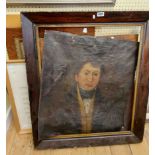 A damaged oil on canvas portrait of an early 19th Century gentleman - sold with other pictures and